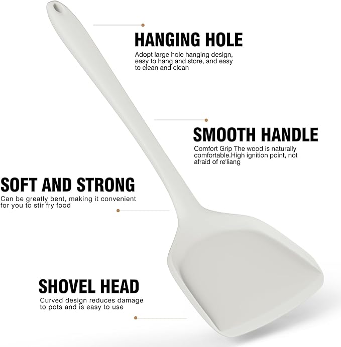 AOTHOD Silicone Cooking Utensils Set - 446°F Heat Resistant Silicone Kitchen Utensils,Spatula,Spoon, Kitchen Utensil Sets Gadgets Tools Set for Nonstick Cookware,Dishwasher Safe Bpa Free (Cream White)