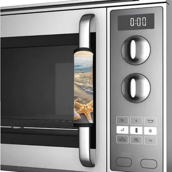 6 Pieces Refrigerator Microwave Door Handle Covers Electrical Appliances Handle Protector Keep Clean and Protected from Oil Stains, Fingerprints, Liquids, Starfish Sea Shell Whelk Beach