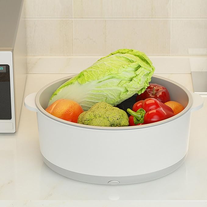 Fruit and Vegetable Washing Machine, Fruit Cleaner Device That Cleans Fresh Produce in Water, Fruit and Vegetable Cleaner, Fruit and Veggie Purifier (Second Generation White)