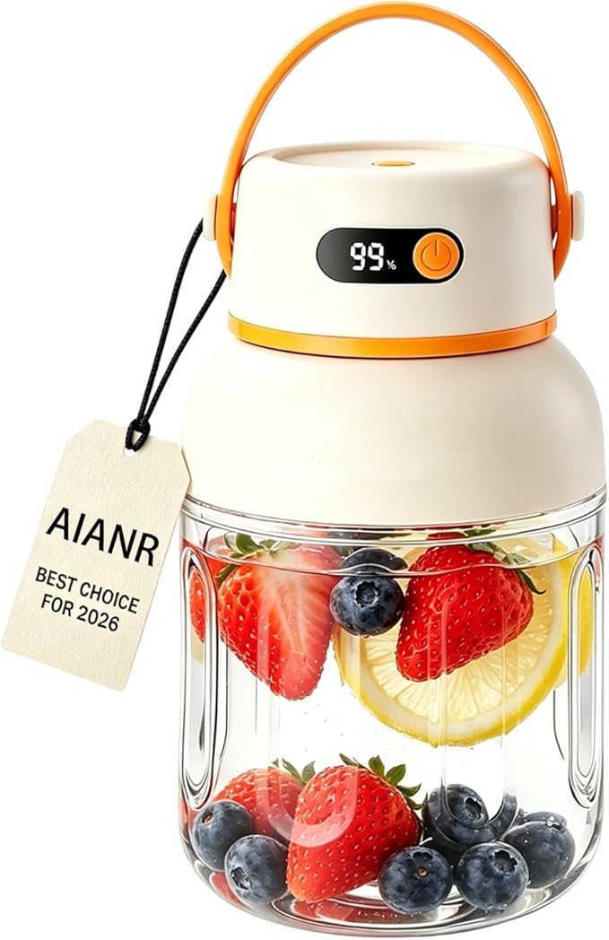 Portable Electric Juicer Cup with Zero Cord Hassle, Cordless USB-C Rechargeable, Leakproof Lid with Sip Spout, High Speed Motor for Smoothies and Shakes for Home Gym Office Travel Outdoor