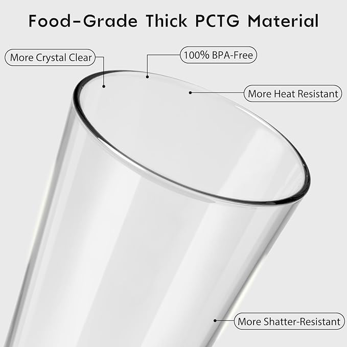 Freshmage 20oz Unbreakable Drinking Glasses (Set of 8), All-Clear Reusable Drinking Cups, BPA-Free, Shatter-Proof, Microwave Safe, Stackable Plastic Tumblers for Home, Outdoor, Camping, Pool