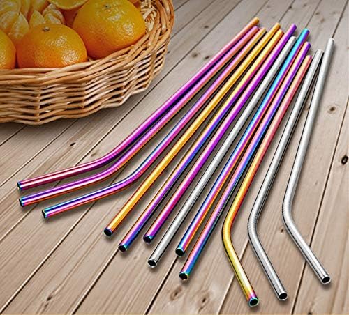 100Pcs Rainbow Reusable Stainless Steel Metal Straws for Bulk Order. NiceCaTeLe 8.5” Kids Toddler Baby Child Drinking Straws for 20oz Tumblers Yeti Dishwasher Safe(8.5" Long, Rainbow-100pcs Straight)