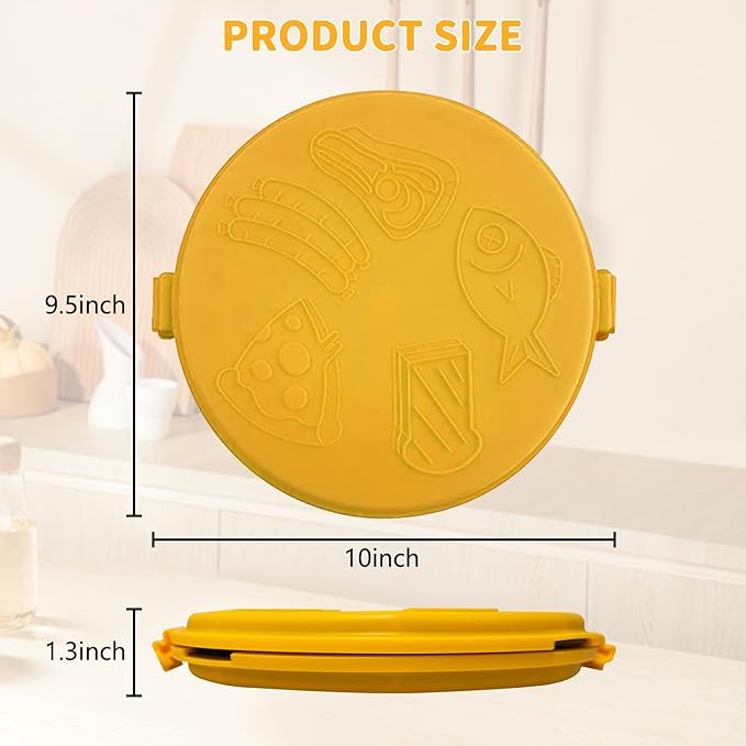 9.5" Microwave Grill Pan & Crisper Tray - 5-in-1 Nonstick Sandwich Maker, Pizza Pan & Bacon Cooker with lid,Dishwasher Safe Griddle for Grilled Cheese - College Dorm Room & Office Essentials