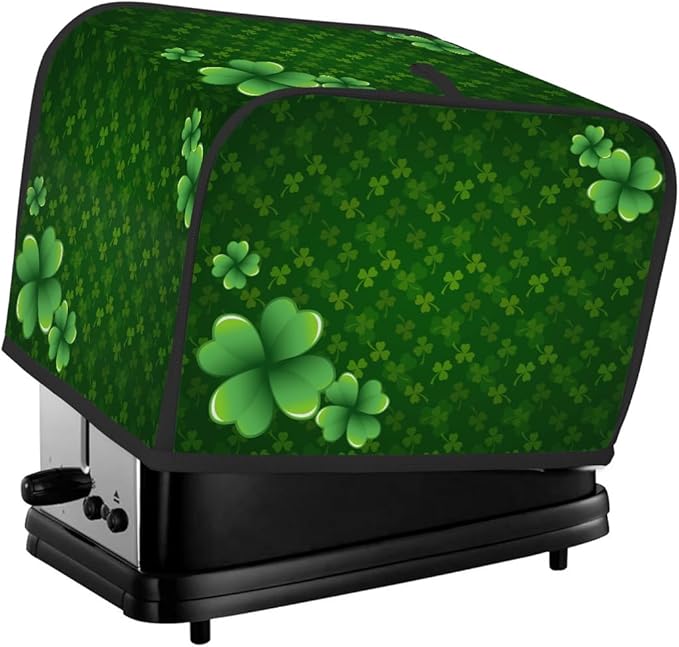 Happy St. Patrick Green Holiday Toaster Cover 4 Slice Dust and Fingerprint Protection Toaster Bread Maker Covers Washable Kitchen Appliance Covers for Kitchen Accessories Decor Bakeware Women Gift