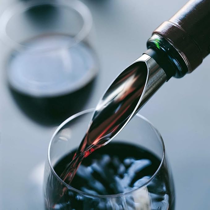 Rosendahl Grand Cru Barware Wine Pourer, Black/Steel, 3.1"H, Designed by Erik Bagger, Gift Box Included