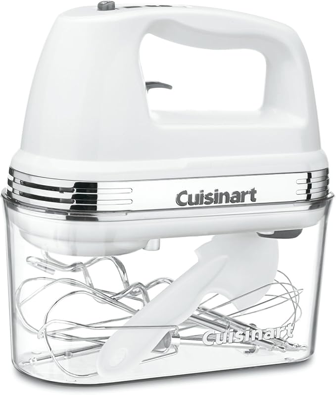 Cuisinart Power Advantage PLUS 9-Speed Hand Mixer, 220W-Motor Hand Blender Electric Mixer with 9 Speed Settings, Extra-Long Dishwasher-Safe Beaters, 3 Low Mixing Speeds, Storage Case, HM-90S, White