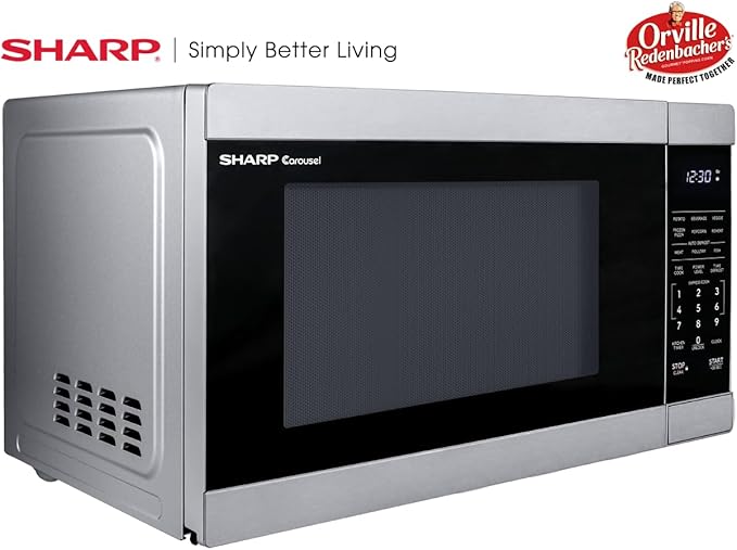 SHARP Countertop Microwave Oven with Removable 12.4" Carousel Turntable, 1000 Watt, 1.1 Cubic Feet, Stainless Steel