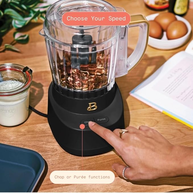 3-Cup Mini Food Chopper 250W with Bowl, Electric Food Processor, Chop & Puree Function, Dishwasher Safe Parts, Safety Lid, Compact Kitchen Appliance (Black)