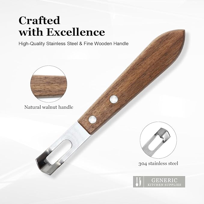 Lemon Zester and Channel Knife - Wooden Handle, Bar Accessories for Bartenders, Versatile Tool and Peeler for Cocktails