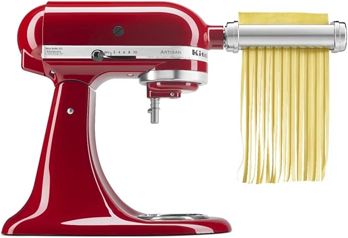 KitchenAid KSMPRA Stand Mixer Attachment Pasta Roller & Cutter, 3-Piece Set, Stainless Steel & K45B Coated Flat Beater, White, 4.5 Qt