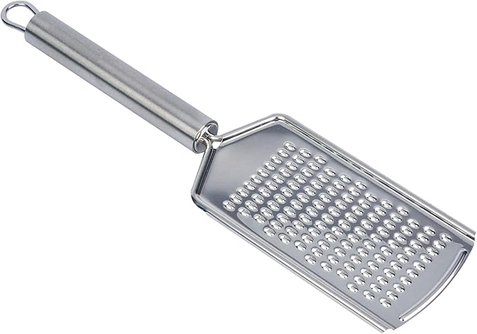 Restaurantware-German Standard Fine Handheld Grater, 1 Flat Cheese Grater - Dishwashable, Durable, Stainless Steel, With Handle, Suitable For Chocolate, Nutmeg, Garlic, Lemon, And, More