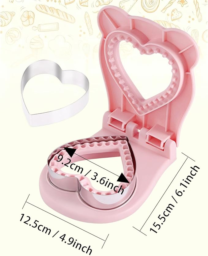 CHICHAUS Uncrustable Sandwich Maker,Sandwiches Pocket Circle Shape 3.7Inch Sandwich Cutter and Sealer,Sandwich Cutter for Kids Breakfast and lunchboxes (Heart Pink)