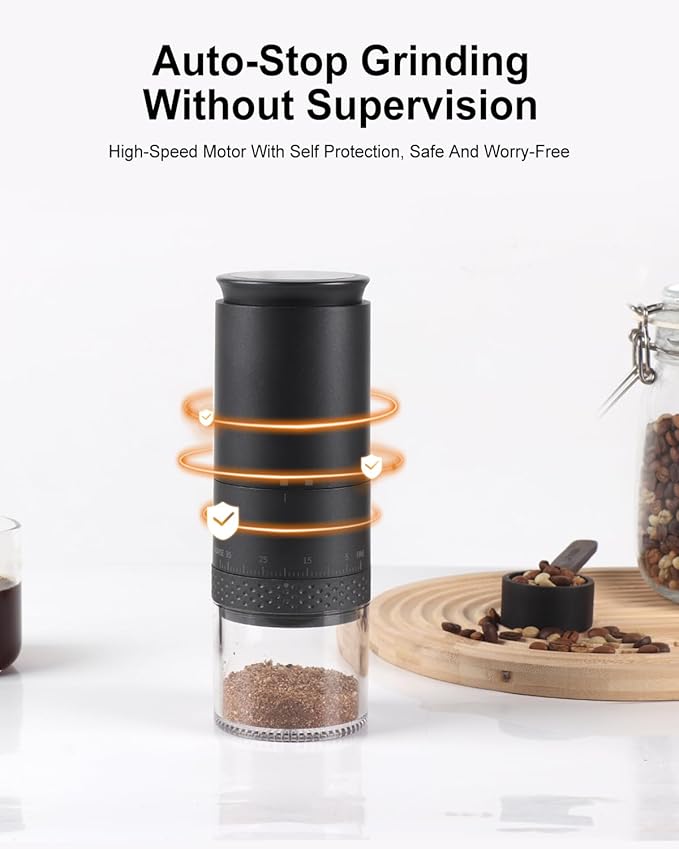 Portable Electric 420 Stainless Steel Burr Coffee Grinder, Rechargeable Espresso Grinder with 38 Adjustable Grind Settings