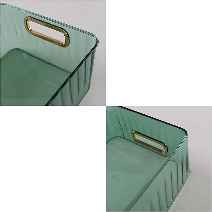 Clear Pantry Storage Organizer Bins, Green, 6 Packs