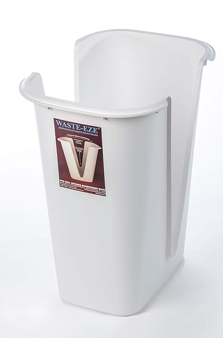 Waste-Eze; Adaptive,13 Gallon Kitchen/Office Trash Can, with Ergonomic, Easy-to-Use Design and Made in The U.S.A. - White
