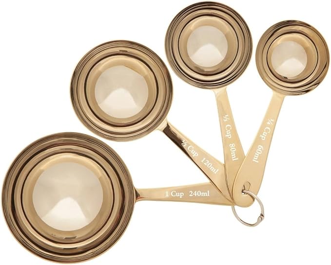 Danica Heirloom 4-Piece Gold Measuring Cups Set - Stainless Steel, 1/4-1 Cup Capacity