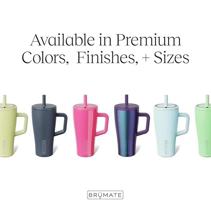 BrüMate Era 20 oz Tumbler with Handle & Straw | 100% Leakproof Insulated Water Bottle Tumbler with Lid and Flexible SoftSip Straw | Made of Stainless Steel | Cup Holder Friendly | 20oz (Onyx Leopard)