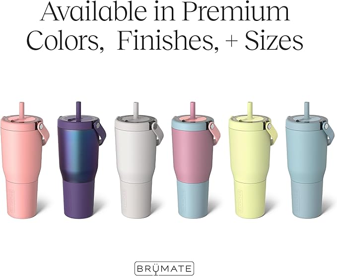 BrüMate Resa 35oz 100% Leakproof Travel Tumbler with Handle & Straw | Flexible SoftSip Straw | Silicone Sleeve for Durability | Stainless Steel | Cup Holder & Travel Friendly Water Bottle | (Eclipse)