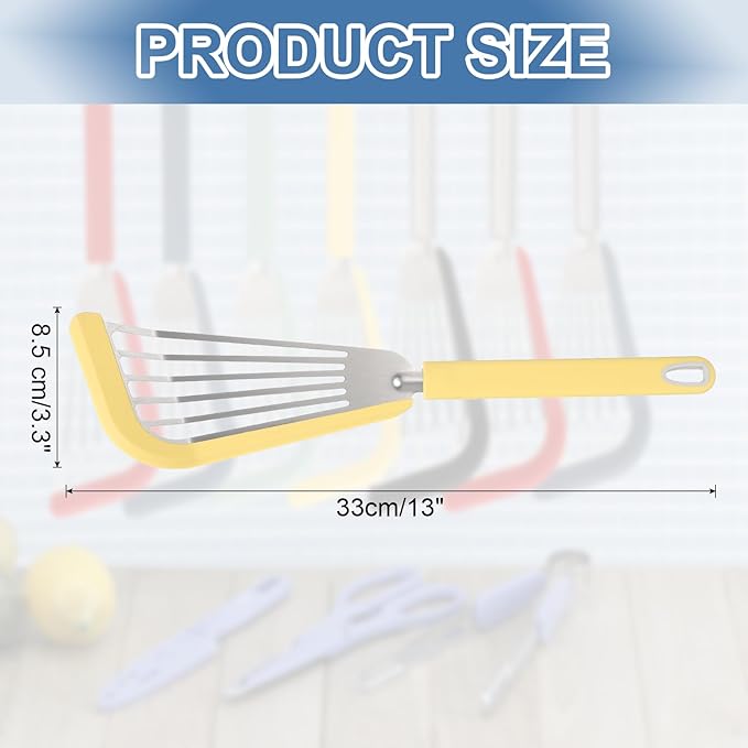 uxcell Silicone Fish Spatulas with Handle Kitchen Cooking Spatula for Egg, Fish, Pancake Yellow