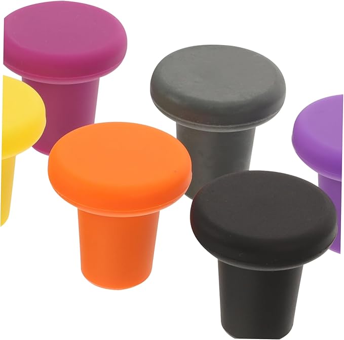 OUNONA 6pcs Silicone Wine Bottle Stoppers Reusable Wine Bottle Caps Leakproof Seals for Fresh Storage
