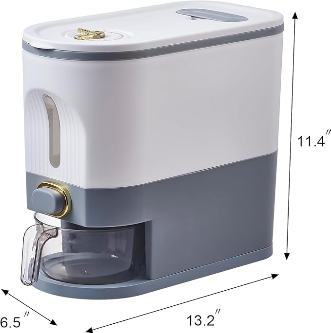 Sooyee 11Lbs Rice Dispenser,Rice Container with Lid Measuring Cylinder Moisture Proof Household,Food Dispenser for Rice, Grains Legumes and Corn
