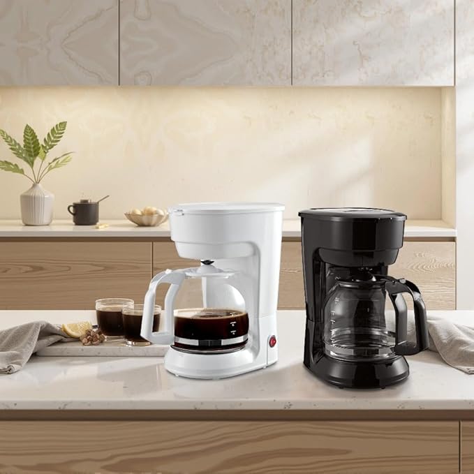 12-Cup Coffee Maker with Easy On/Off Switch, Easy Pour, Non-Drip Carafe with Removable Filter Basket,Keep Hot Plate,Clear Water Level Window Coffee Machine, Black (Black)