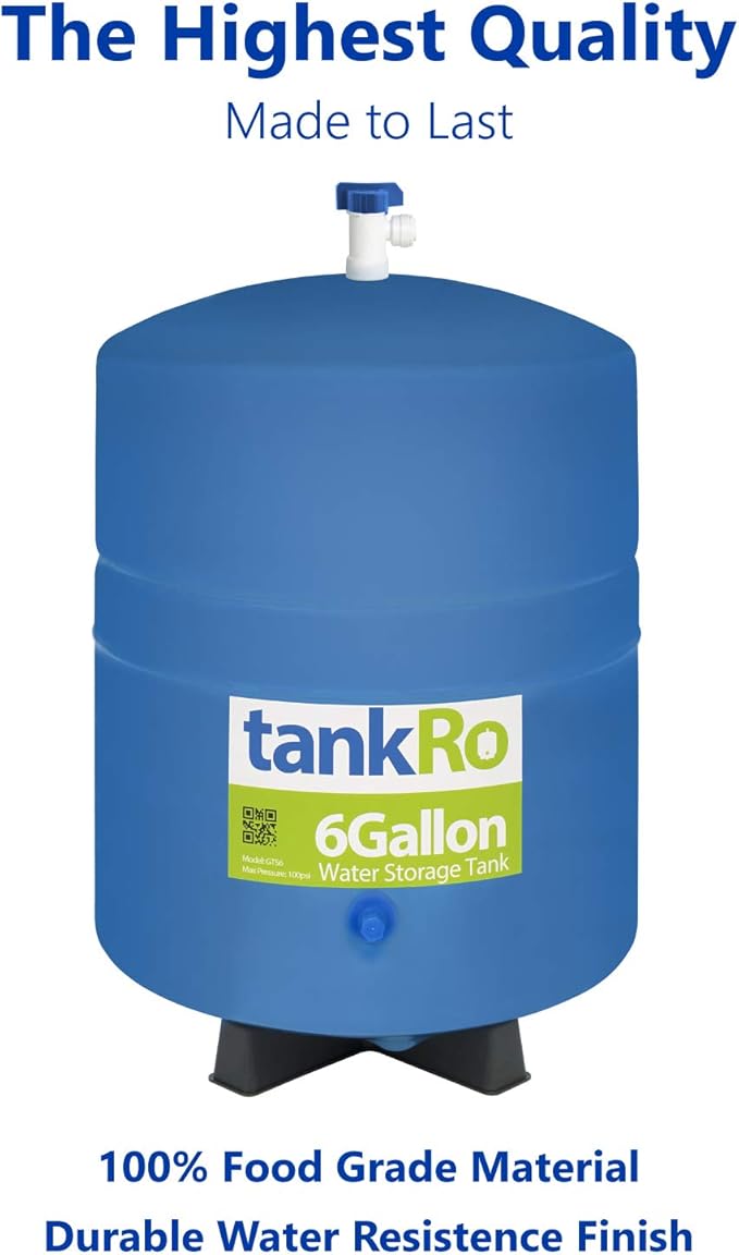 – RO Water Filtration System Expansion Tank – 6 Gallon Water Tank -– Compact Reverse Osmosis Water Storage Pressure Tank with Free 1/4" Tank Ball Valve