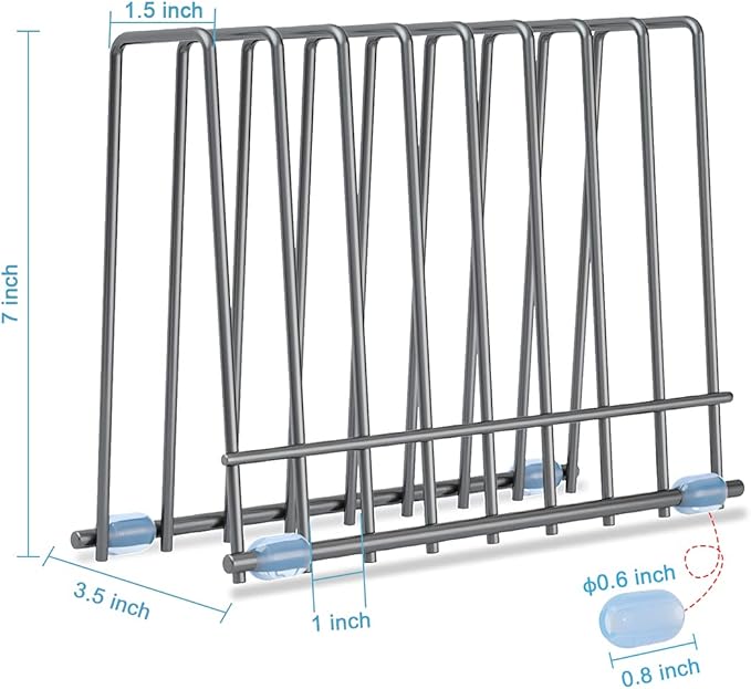 IDEATECH Reusable Silicone Bags Rack, Drying Rack for Storage Bags, Stainless Stand for Reusable Freezer Bags, File Organizer Desktop Storage Book Shelf (Grey)
