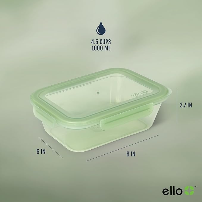 Ello Snap & Nest 10-Piece 4.5 Cup Plastic Meal Prep Set, Reusable Food Containers for Healthy Eating, Freezer, Dishwasher Safe, Sage