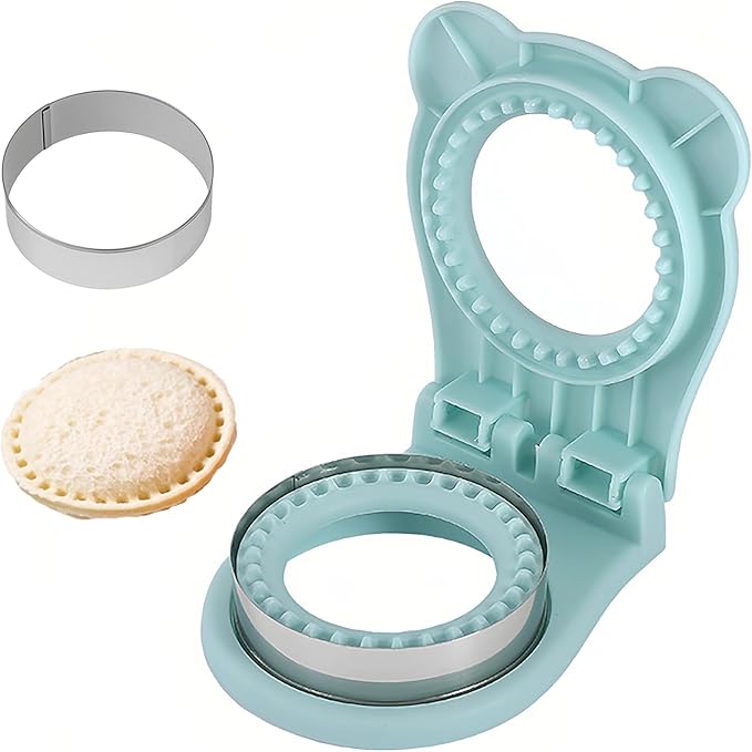 Sandwich Cutter and Sealer, Crustless Round Shaped Cutters for Kids Lunch, Sandwich Maker Peanut Butter and Jelly Crustless Bread for Kids Children Boys Girls (Blue)