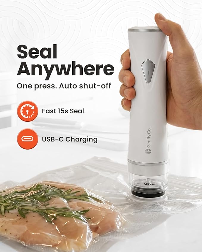 Cordless Handheld Vacuum Sealer Machine for Food (Machine Only), Portable Vacuum Sealer with Visible Water Tank for Reusable Valve Vacuum Bags, Meal Prep & Freezer Storage