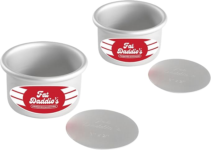 Fat Daddio's PCC-32SET Anodized Aluminum Round Cheesecake Pan with Removable Bottom, 3 x 2 inch, Set of 2