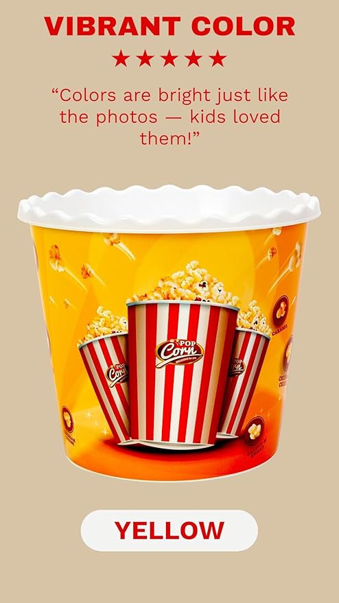 Modern Style Reusable Plastic Popcorn Box/Popcorn Containers/Popcorn Bowls Set for Movie Theater Night - (BPA Free - 4 Pack - 75 oz) (Popcorn Mix E)