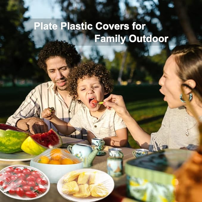 200PCS Plastic Elastic Bowl Covers Reusable,Food Storage Covers with Elastic Bowl Covers for Leftover, Plastic Covers for Bowls Fresh Keeping Bags for Family Outdoor Picnic (Thicken)