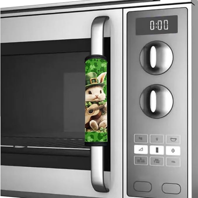 Refrigerator Door Handle Covers Pack of 6 Waterproof Door Cloth Protector Kitchen Appliance Handle Cover Home Accessories, Leprechaun Hat Rabbit Bunny Guitar Shamrock St. Patrick's Day
