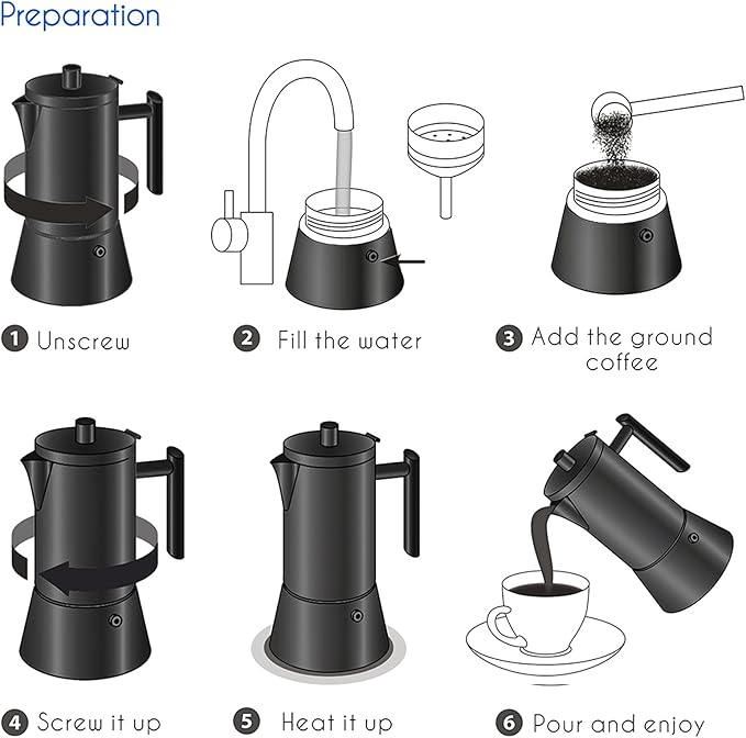 Easyworkz Diego Stovetop Espresso Maker Stainless Steel Italian Coffee Machine Maker 12Cup 17.5 oz Moka Pot Induction Espresso Pot - Matte Black