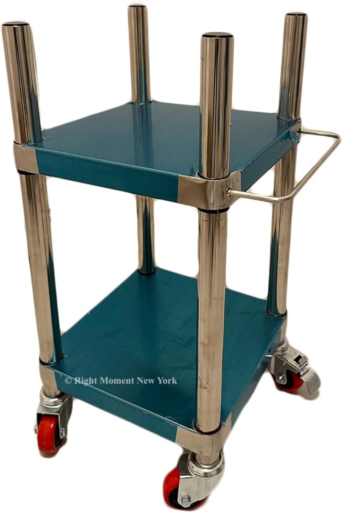 14"W Stainless Steel Commercial Rice Warmer Stand with Undershelf (Wheels with 2 Locks and Handle on Uppershelf)