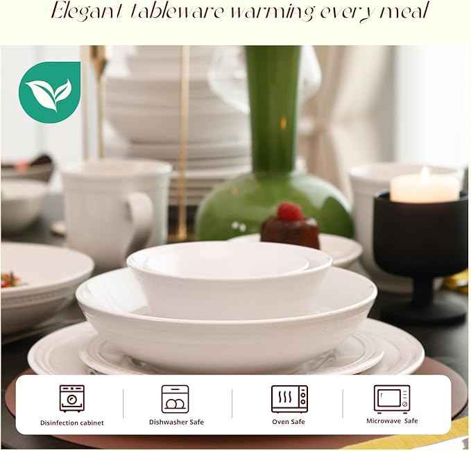 Pearl Dots Stoneware Dinnerware Set (56pc Set, White)