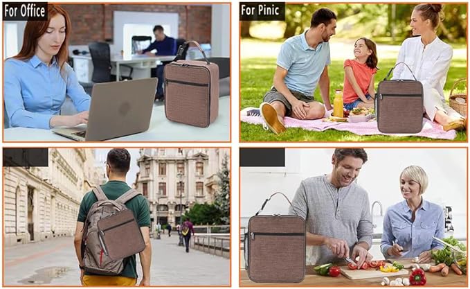 ZM-YOUTOO Lunch Box for Men - Reusable Lunch Bag Men Adult Women- Insulated Small LunchBox (Light Brown)