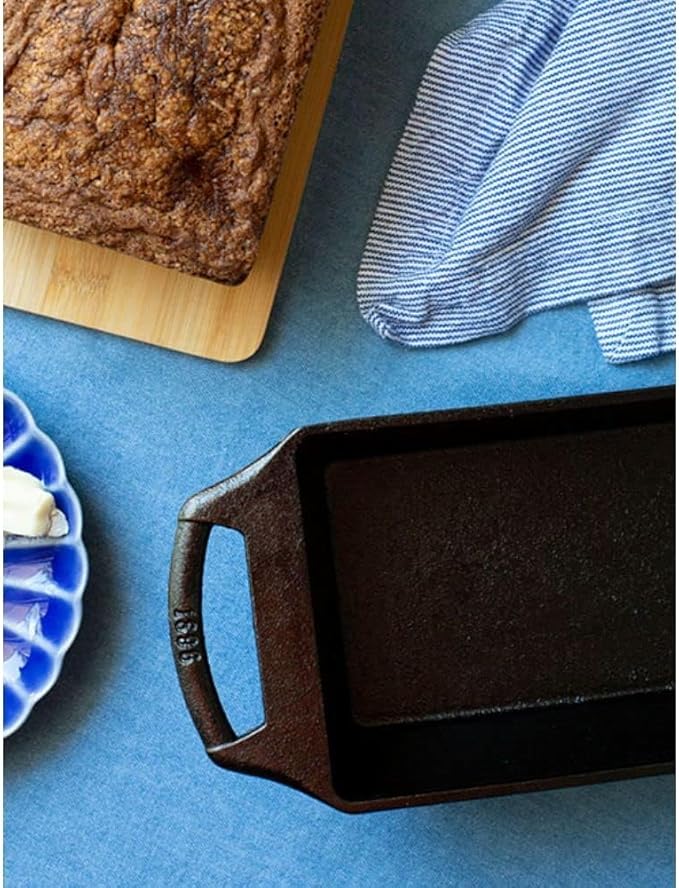 Lodge Cast Iron Loaf Pan - 8.5 x 4.5 Inch PFAS-Free Bread Baking Pan - Naturally Seasoned Cast Iron Bakeware for Sourdough, Meatloaf, Breads, and More - Made in the USA - 3 Pack