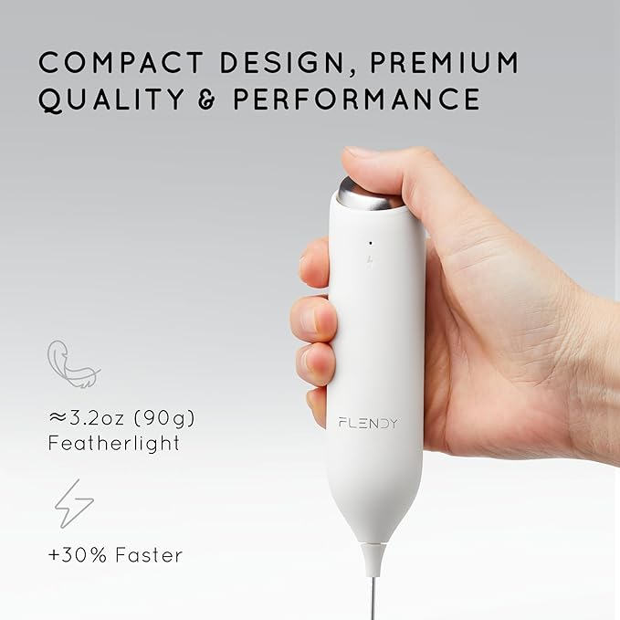 Flendy Rechargeable Milk Frother Handheld, Coffee Frother Handheld with USB-C Charging Stand, Electric Drink Mixer Handheld, Mini Electric Whisk Frother for Coffee, Matcha, etc