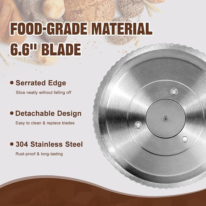 Upgrade Manual Bread Slicer for Homemade Bread, Sourdough Slicer with Hand Crank, Metal Guide Rail, Non-Slip Suction Base & Sharp Blade for Consistent Even Slices