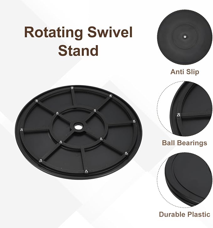 uxcell 12 Inch Rotating Swivel Stand with Steel Ball Bearings, 360 Degree Rotating Lazy Susan Turntable Organizer Round Rotating Plate for TV Sculpture Computers Monitor, Black