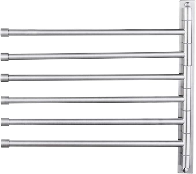 KES Swing Out Towel Bar, 6-Bar Folding Arm Swivel Hanger Bathroom Storage Organizer Wall Mount Rustproof 13 Inch SUS 304 Stainless Steel Brushed Finish, A2102S6-2