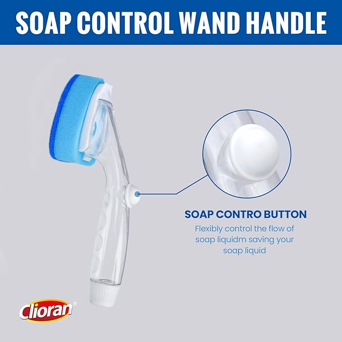 Dishwand Refills Soap Control Handle,6 Heavy Duty Dish Wand Sponge Heads,Non Scratch Scrubbers Replacement Refill Brush Dispenser,Dishwashing Scrub for Sink Stick Kits Dishwasher Cleaning Tool