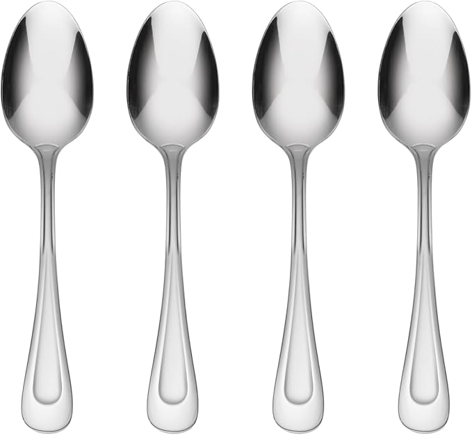 Oneida Silverware Set, Satin Sand Dune Everyday Flatware 4-Piece Teaspoons Set, Service For 4, 18/0 Stainless Steel, Dishwasher Safe, Satin Finish, Home & Kitchen Utensils, Teaspoon (Silver, 4 Piece)