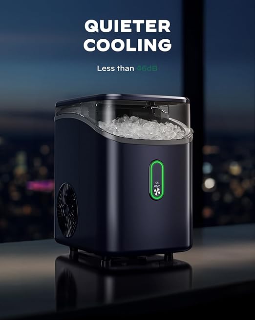 Silonn Nugget Ice Maker Countertop, Pebble Ice Maker with Soft Chewable Ice, One-Click Operation Ice Machine with Self-Cleaning, 33lbs/24H for Home,Kitchen,Office