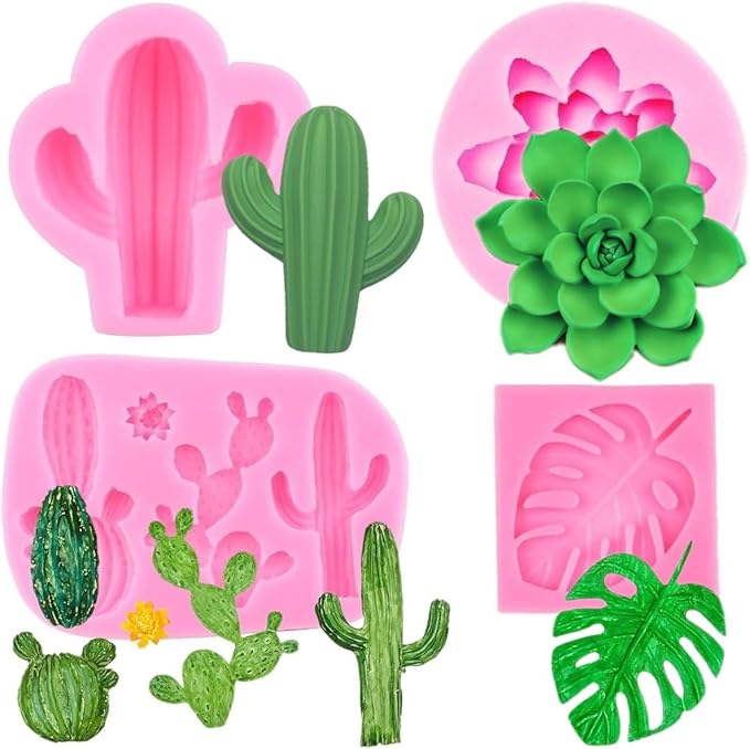 Cactus Silicone Molds Cacti Hawaiian Fondant Mold for Making Sugar Chocolate Candy Gum Paste Cupcake Cake Decoration Supplies