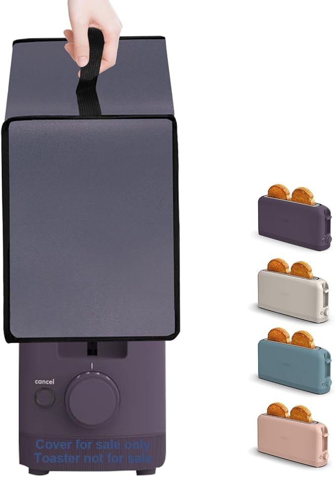 Cover for Bella 2 Slice Slim Toaster, 2-Slice Toaster Cover, Waterproof Heat-Resistant Dust-proof Toaster Cover Case Heavyweight Thickened Toaster Dust Cover with Handle (Only Cover-Purple)