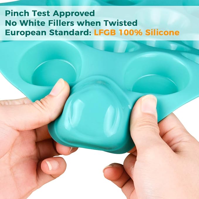 CAKETIME Mini Muffin Pan 24 Mini Cupcake Pans Silicone Molds Food Grade Silicone Muffin Pans for Baking Pack of 2